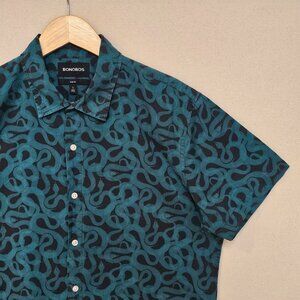 Bonobos Short Sleeve Snake Print Button Down Slim Fit L